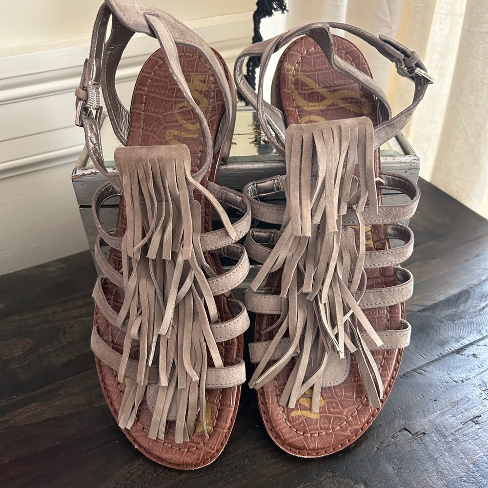 Sam Edelman Estelle Fringe Caged Suede Sandals
